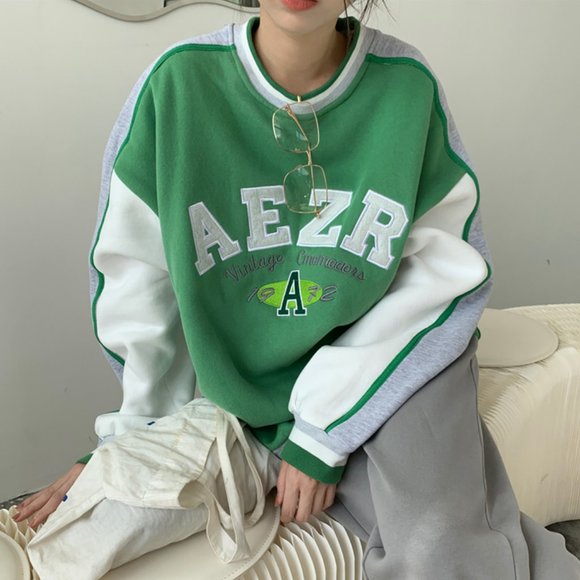 women's color block vintage sweatshirts - Picture 1 of 4